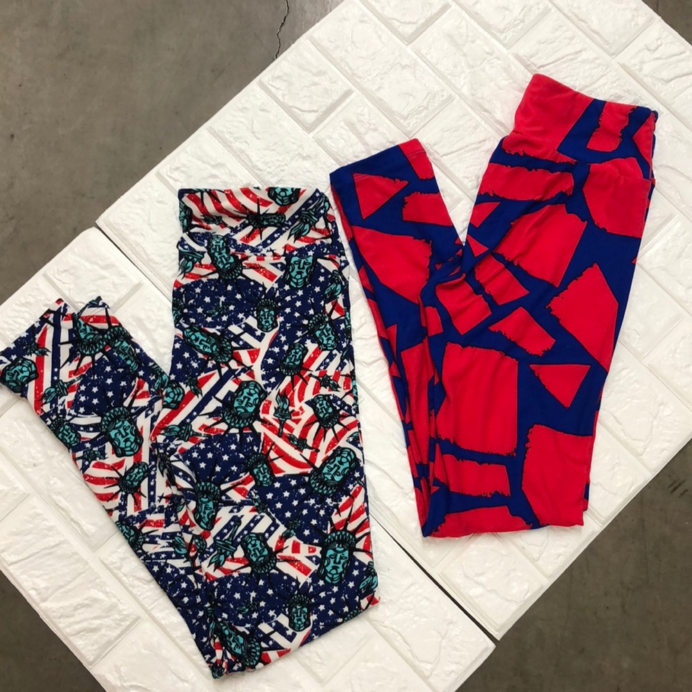 2 pair LLR patriotic Statue‎ of Liberty leggings